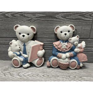 Vintage Retro Baby Nursery Homco Teddy Bear Family Kid's Plastic Wall Decor